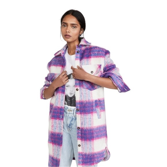 Blank NYC Jackets & Blazers - BLANKNYC Prime Time Plaid Women's Jacket - Pink and Blue